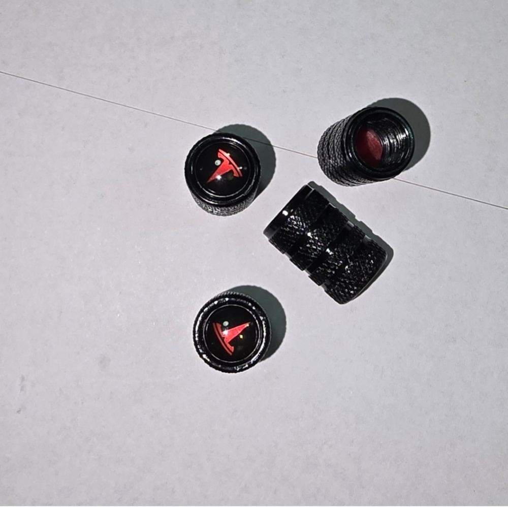 Tesla Black Valve Stem Caps - Picture 3 of 6